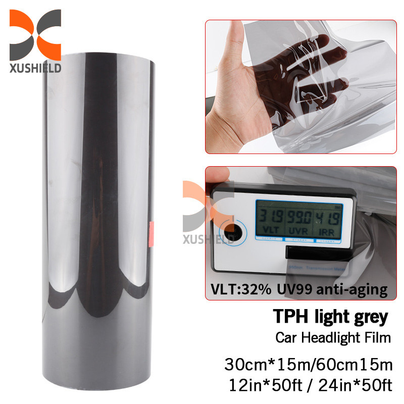 XUSHIELD คุณภาพสูง TPH TPU ไฟหน้ารถยนต์ ผิวหนังสีแสง ควันดํา หลังดํา ไฟหน้าไฟ ผิวหนังสี
