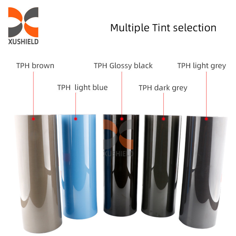 PPF สีดําควัน 7.5 มิล ลายไฟหน้า TPU ปรับตัวเอง ฟิล์มสีกันรอยขีดข่วนเล็ก ป้องกันฟิล์มสีไฟรถ TPU