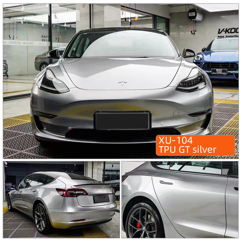 TPU GT เงิน 1.52 * 17m Super Glossy รถห่อ Anti-scratch การเยียวยาตัวเองสีโปร่งใส TPU PPF ผนังป้องกัน รถยนต์