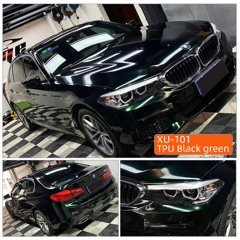 TPU สีเขียวดํา โฟมรถยนต์ เปลี่ยนสี PPF โลหะเหลว สีแดง Auto 1.52 * 17m / รอลล์ Ppf ผนังป้องกันสี PPF สี