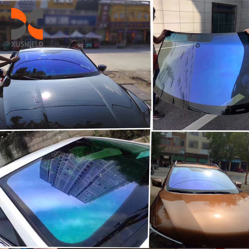 CH6099 สีน้ําเงิน ชมพู ชมพู 2มิล ความร้อนลดสีเปลี่ยนสี ชมพู ฟิล์มสีหน้าต่างสําหรับกระจกหน้ารถ