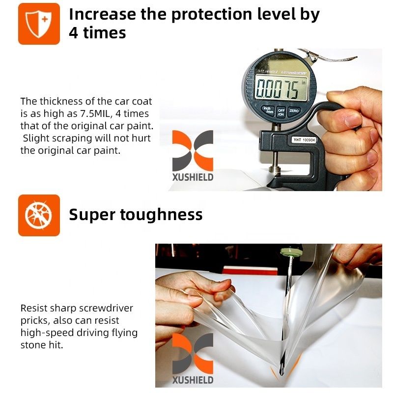 ฟิล์มป้องกันสีรถยนต์ TPH/TPU PPF สีดำ สำหรับภายนอก 5-8 ปี